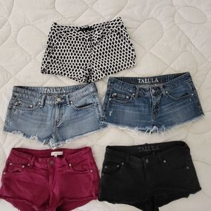 5 pcs Shorts for $40: 4 pcs jeans Talula size 27, 1 pce Zara Basic US size S